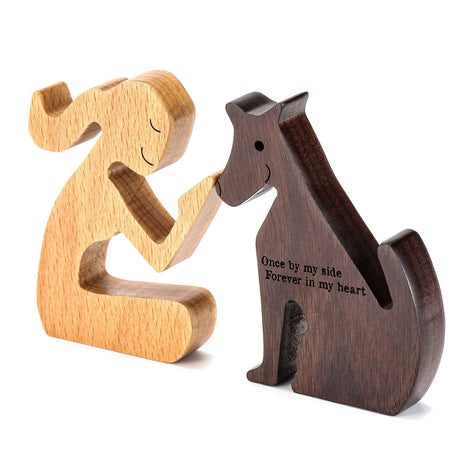 THYGIFTREE Dog Memorial Gifts for Women - Wooden Carving, Gifts for Loss of Dog - Once by My Side, Forever in My Heart THYGIFTREE