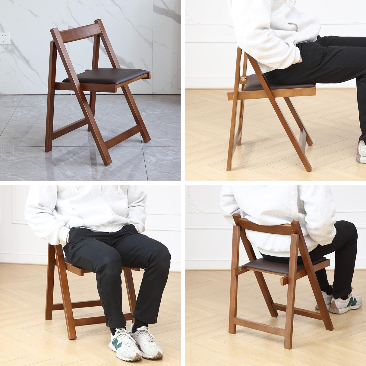 COMUHOME Folding Dining Chairs with Padded Seat Lightweight sillas para Fiestas,2 Pack Folding Chair for Dinner,Party Wedding,Picnic Event, 196LB Weight Capacity(Walnut) COMUHOME