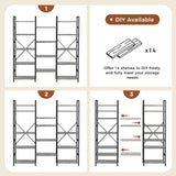 SUPERJARE Triple 5 Tier Bookshelf, Bookcase with 14 Open Display Shelves, Wide Book Shelf Book Case for Home & Office, Grey SUPERJARE
