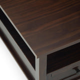 SIMPLIHOME Warm Shaker Square Coffee Table - 36 inch Wide Solid Wood Cocktail Table in Tobacco Brown, Transitional Living Room Table with Large Storage Drawer and Open Shelf for Sitting Area SIMPLIHOME
