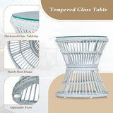 Athena Collection Outdoor Patio Furniture Set Wicker Bistro Set, 3 Piece Conversation Set All-Weather PE Rattan Chairs with Seat Cushions & Glass Table for Porch, Backyard, Beige Athena Collection