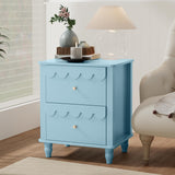 Anbuy Bedroom Set 3 PCS Scalloped 9 Drawer Dresser and Night Stand Sets for Bedroom, Two Drawers Nightstand Set of 2 & Scalloped 9 Drawer Dresser Combo 3 Pieces (Blue)
