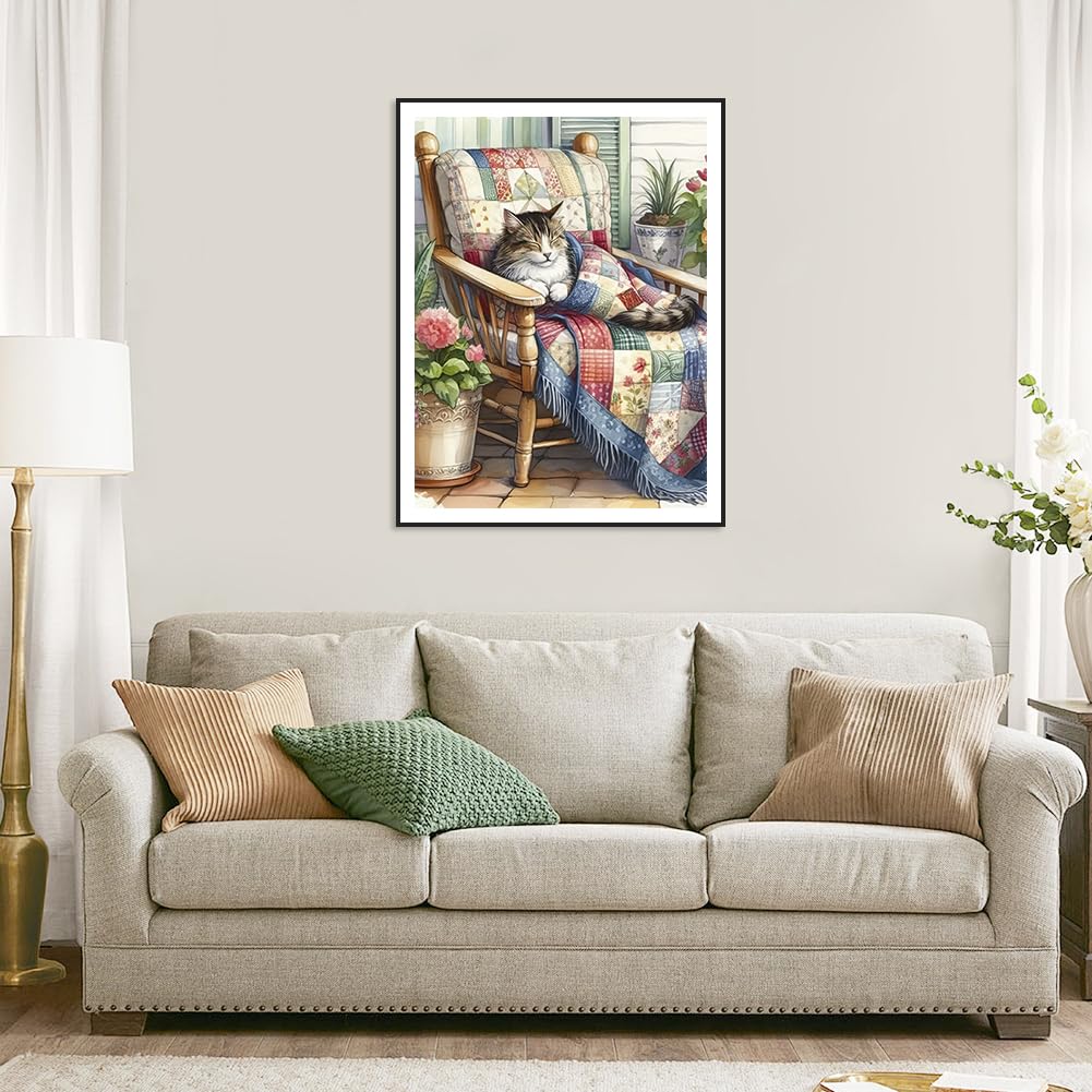 Anuver Cat Diamond Art Kits for Adults, 5D DIY Diamond Painting Kits for Beginners, Full Drill Diamond Painting Kits for Home Wall Decor, 12x16 Inch Anuver