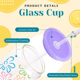 Joyclub 8 Pack Clear Sublimation Glass Cups Blanks 16 OZ Borosilicate Can Glass Tumblers with Acrylic Lids for Beer, Juice, Soda, Iced Coffee Joyclub