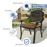 SOCIALCOMFY 5-Piece Outdoor Patio Dining Set, All-Weather Cast Aluminum Furniture Conversation Set, Include 4 Cushioned Chairs and a 38.5” Round Table with Umbrella Hole for Balcony, Lawn, Khaki SOCIALCOMFY