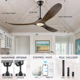 70 inch Large Ceiling Fans with Lights, Outdoor Ceiling Fans for Patios Waterproof, 3 Blades Propeller Wood Ceiling Fans, Smart Ceiling fan with Remote & APP for Indoor Exterior Porch Commercial XCWIIE