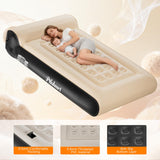 Ptlahmri Queen Air Mattress Full with Built in Pump,16" Comfort Flocking Inflatable Blow Up Mattress,Equipped for Home, Guests, Camping,Inflate in 3 Minutes, 660 lbs Max (Black) Ptlahmri