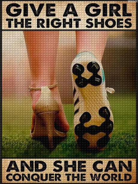 IPISSOI Diamond Painting Kits Vintage Soccer GIVE Right Shoes Conquer The World Diamond Painting DIY 5D for Adults Woman, Numbers Accessories Arts and Crafts for Home Wall Decor 12x16 inch IPISSOI