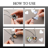 Aurelema 8 Pcs Forever in My Heart Locket Necklace Set Sublimation Pendant Trays Set That Hold Pictures Silver Locket Necklace 2 Bezel Tray 2 Chain 4 Sublimation Discs for Women Mom Gift Aurelema