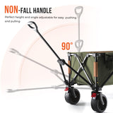 Overmont Collapsible Wagon Cart with Wheels - Foldable Heavy Duty Wagon with Big All-Terrain Wheels - 330Lbs Weight Capacity with Side Pockets for Camping Sports Garden Grocery Shopping Green Overmont