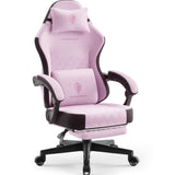 Dowinx Gaming Chair Fabric with Pocket Spring Cushion, High Back Ergonomic Computer Chair with Footrest for Adults, Massage Lumbar Support Swivel Game Chair for Office Gaming 300LBS, Pink Dowinx