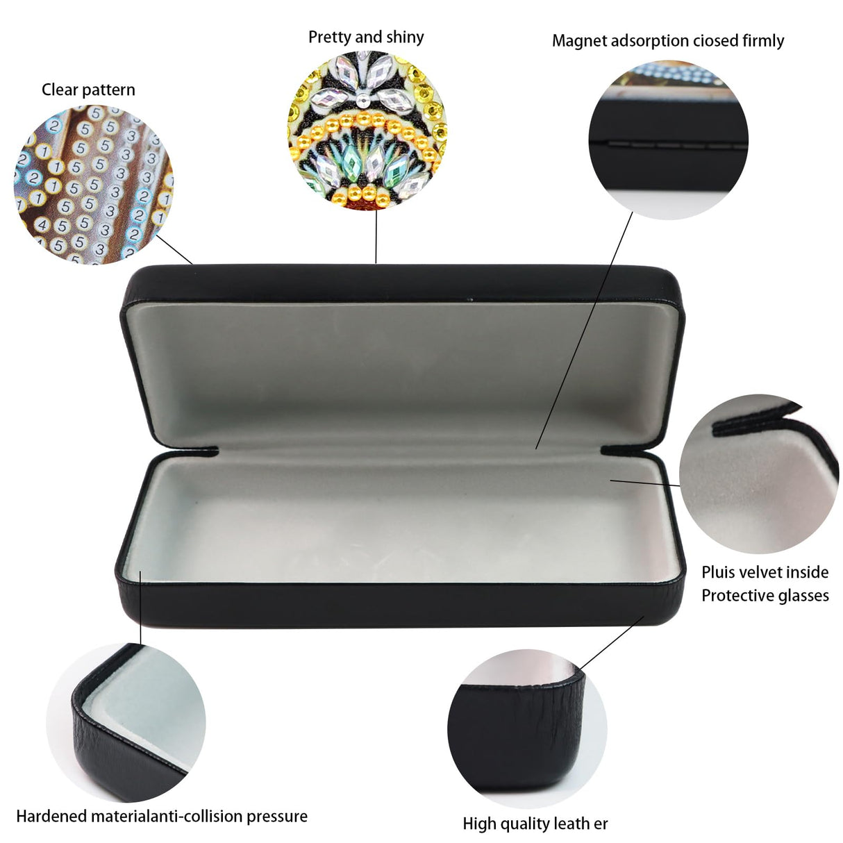 MVVMTOP Diamond Painting Eye Glass Case, DIY Moon Diamond Art Glasses Storage Box Sunglass Case for Adults Handmade for Art Craft Gift Travel Sunglass Eyeglasses MVVMTOP