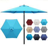 Blissun 7.5 ft Patio Umbrella, Yard Umbrella Push Button Tilt Crank (Light Blue) Blissun