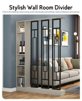 Kavie Wall Room Divider Bookshelf, Modern Wood Bookcase with Translucent Screens Storage Cabinet for Stylish Home Office Decor Display (Khaki+Black,39.5" L x 9.5" W x 79.5" H) Kavie
