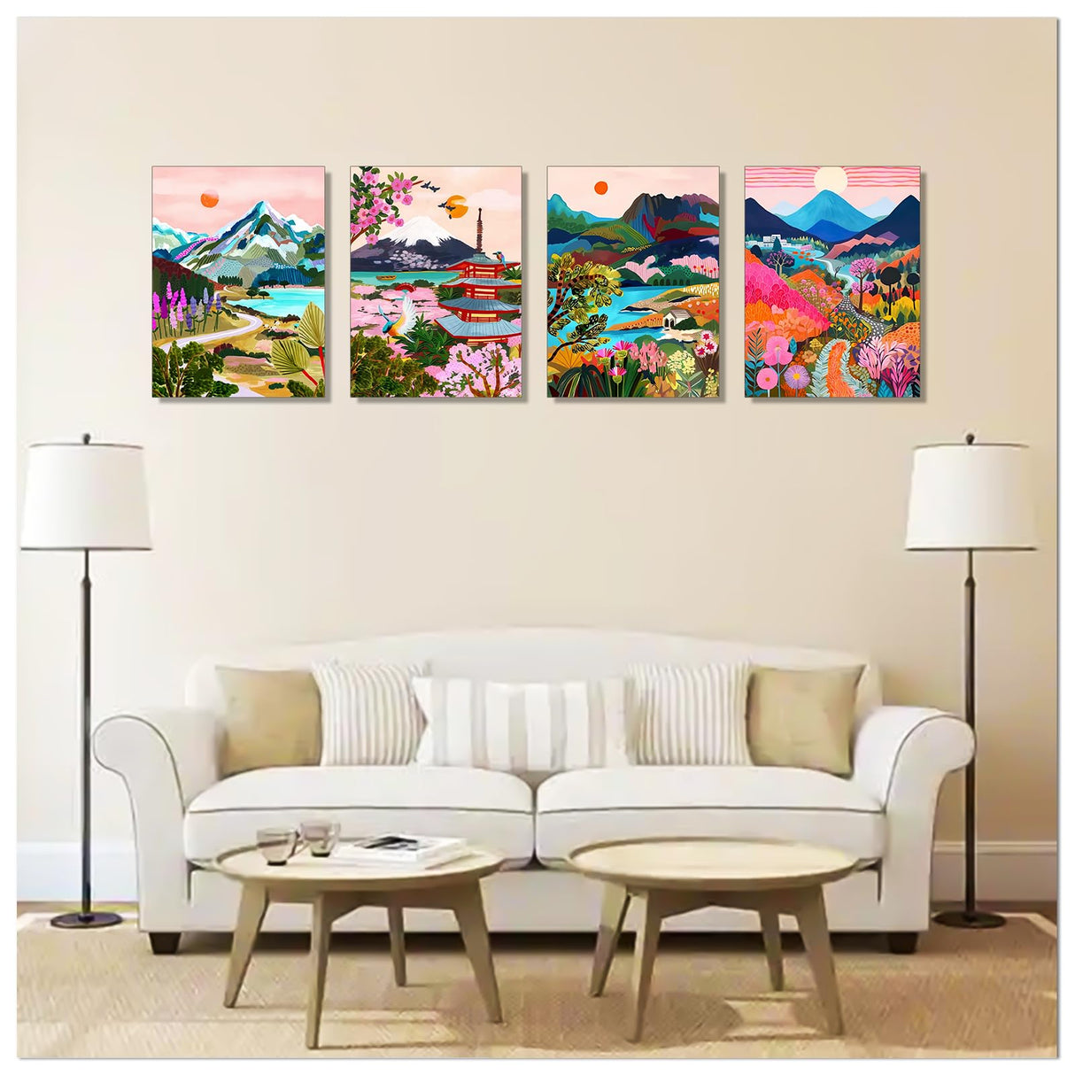 FFPTBNYX 12 Pack Diamond Art Kits for Adults 5D Diamond Painting Kits for Beginners DIY Full Drill Round Diamond Dots Gem Art Painting by Numbers Crafts Home Wall Decor Gifts 12x16 Inch FFPTBNYX