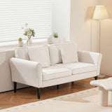 VEVOR Loveseat Sofa, 69-Inch Small Sofa Couch for Living Room, Velvet Fabric 2-Seats Couch with Sinuous Spring, Soft Cushions and Sturdy Frame, Comfy Loveseat for Bedroom, Office or Apartment, White VEVOR