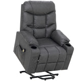 VUOVUS Power Lift Recliner Chair for Elderly, Electric Recliner with Remote Control, Adjustable Footrest, PU Leather Living Room Recliner with Cup Holders and Side Pockets (Light Grey) VUOVUS