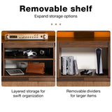 HOMMPA LED TV Stand with Power Outlets for up to 70" TV Modern Entertainment Center with Storage, Gaming TV Consoles with LED Lights Game Cabinet for Living Room Walnut HOMMPA