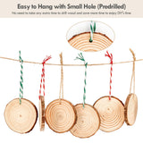 54Pcs Wood Slices, LOOFORE 2.4"-2.8" Unfinished Natural Wood Rounds with Pre-drilled Hole, Wood Slices for Wood Burning Painting DIY Crafts Christmas Ornaments Party Wedding Decor LOOFORE
