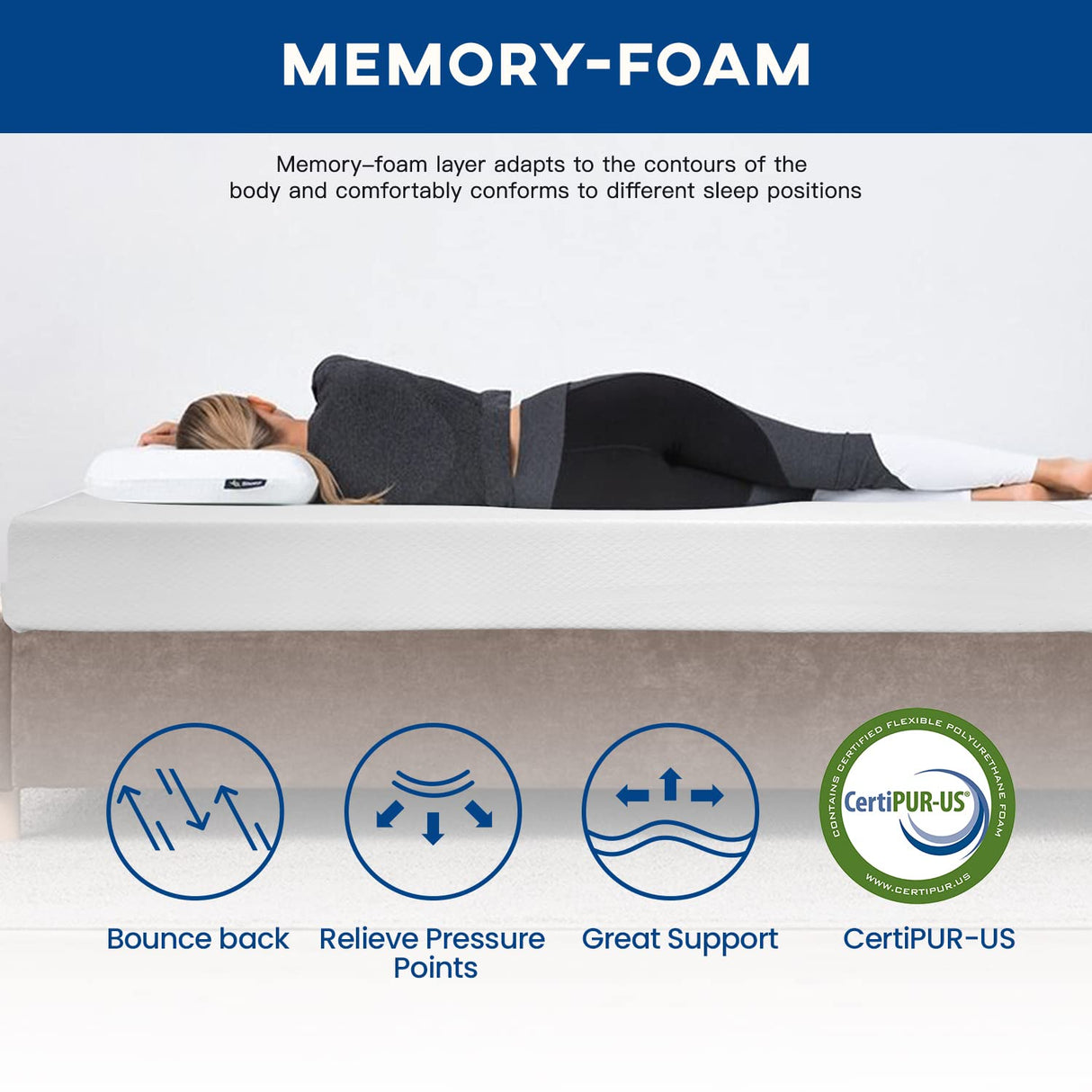 FDW | 10 Inch Queen Mattress | Medium Firm | Gel Memory Foam Mattress | White | Bed in a Box, CertiPUR-US Certified | Pressure Relief, Cooling Ventilated Foam | Washable Removable Cover FDW