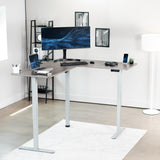 VIVO Electric Height Adjustable 63 x 55 inch Corner Stand Up Desk, Gray Table Top, Gray Frame, L-Shaped Standing Workstation, 3CT Series, DESK-E3CTGG VIVO