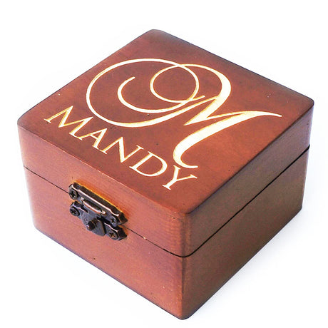 Personalized Brown Wooden Bridesmaid Box, Jewelry Box, Wedding Gift, Bridesmaid Gift, Wedding Favors Generic