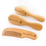 Personalized Baby Hair Brush and Comb Set for Newborn - Custom Wooden Toddler Hair Brush Set with Soft Goat Bristle, Baby Brush Set for Newborns, Toddler Cradle Cap Brush, Perfect Baby Registry Gift Generic