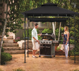 CHARMELEON Dark Grey Grill Gazebo, Double Tiered BBQ Gazebo, 5x8 Grill Canopy,Outdoor BBQ Canopy Tent with Stretchable Side Awning CHARMELEON