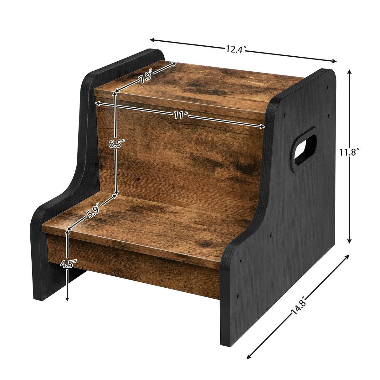 HOOBRO Step Stool for Kids, Two Step Toddler's Stool, Kids Potty Training Stool with Handles, Non-Slip Pads for Safety, Easy to Move, for Sink, Bathroom, Bedroom, Rustic Brown BF01JD01G1 HOOBRO