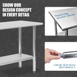 HALLY Stainless Steel Table for Prep & Work 18 x 72 Inches, NSF Commercial Heavy Duty Table with Undershelf and Galvanized Legs for Restaurant, Home and Hotel HALLY SINKS & TABLES H