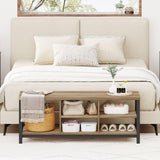 FATORRI Shoe Bench Entryway with Storage, Industrial Wood and Metal Hallway Benches with Adjustable Shelves, Rustic Entry Way Bench for Living Room (47.24 Inch Long, Rustic Oak) FATORRI