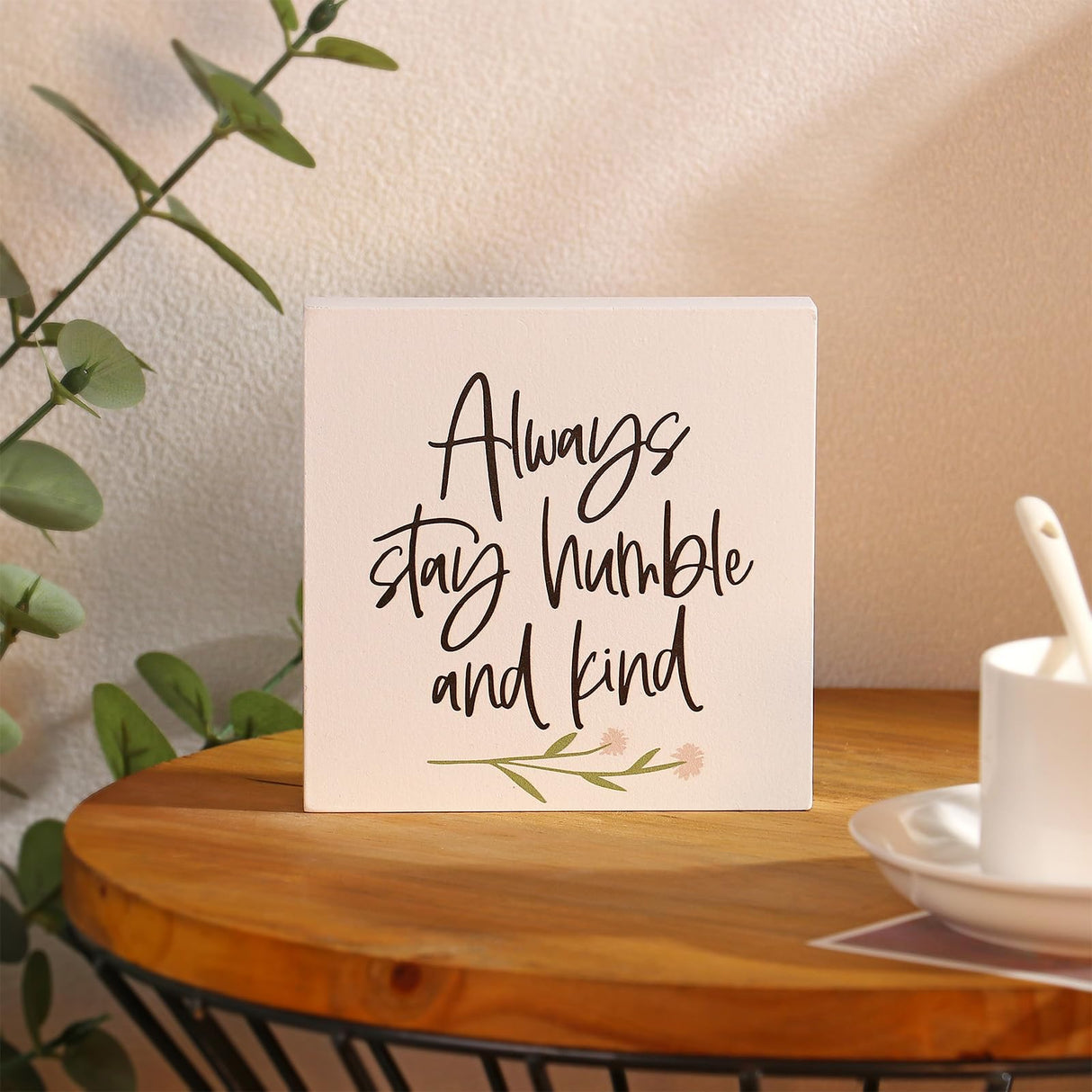 Decor unlimited Farmhouse Decor, 3 Pcs 5x5 Inches Office Home Sayings Wooden Block Signs - Funny Quotes for Tiered Tray Wood Signs Decor - Wooden Block Signs Set Table Centerpiece Decorations for Home Office Shelf Desk Decor unlimited