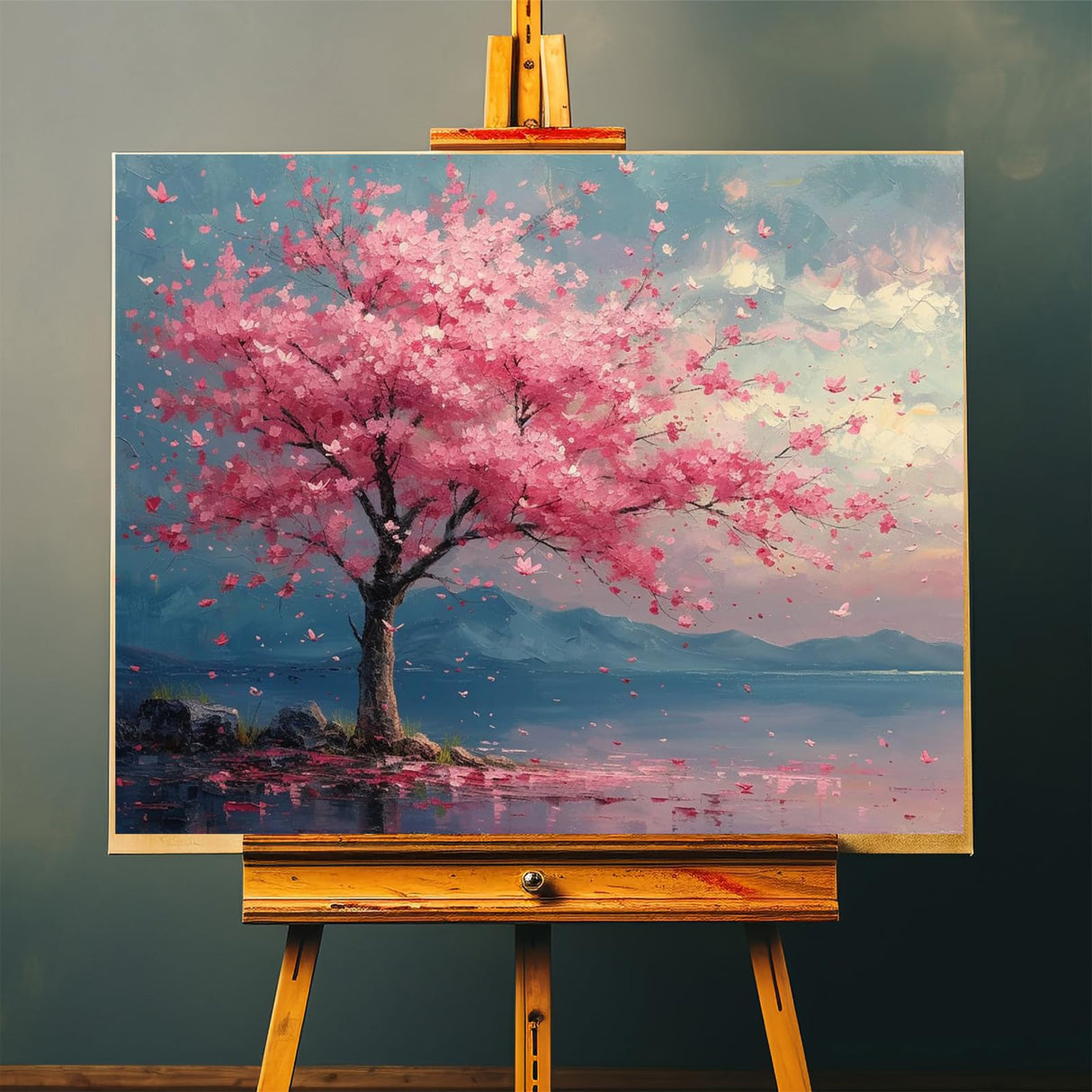 OKSGYTA Paint by Numbers, Cherry Blossom's Pastel Horizon, Adult Crafts Adult Paint by Number Kits, Arts Crafts for Home Decor (No Frame, 16x20 Inch), Vibrant OKSGYTA