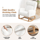 HCHAIRH Rocking Chair Nursery, Nursing Rocking Chairs for Mom Nursery, Comfy Wingback Glider Rocking Armchair with Foot Rest and Side Pocket for Nursery Living Room Bedroom, Teddy White HCHAIRH