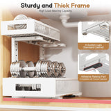 2-Pack Under Sink Storage Organizer, Large 2-Tier Elegant Mesh Pull Out Shelf for Kitchen and Bathroom Cabinet Organization, L-Shaped and Adjustable Height Design for Maximum Space Efficiency-White Biboraya