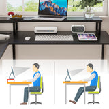 MUTUN Two Person Desk, 83.7 Inch Computer Office Double Desk with Monitor Stand and Power Outlets, Rustic Writing Desk Workstation with Shelves, Long Desk for Home Office, Black MUTUN