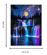 TINDAY Paint by Numbers Kit for Adults Beginner Paint by Number for Adult Painting by Number for Adults Waterfall Painting Kits for Adult Canvas Painting Home Decor Wall Art Moon 16x20 in TINDAY
