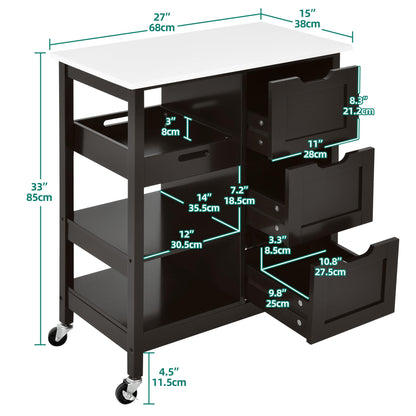 YITAHOME Small Solid Wood Top Kitchen Island Cart on Wheels with Storage, Rolling Portable Dining Room Serving Utility Carts Mobile Movable with 3