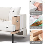 ASAHREE 47'' Mid Century Oversized Reading Armchair Sofa, Corduroy 2 Seater Upholstered Loveseat Couch with 2 Cup Holder, Comfy Modern Accent Chair for Bedroom, Living Room (Corduroy Cream White) ASAHREE