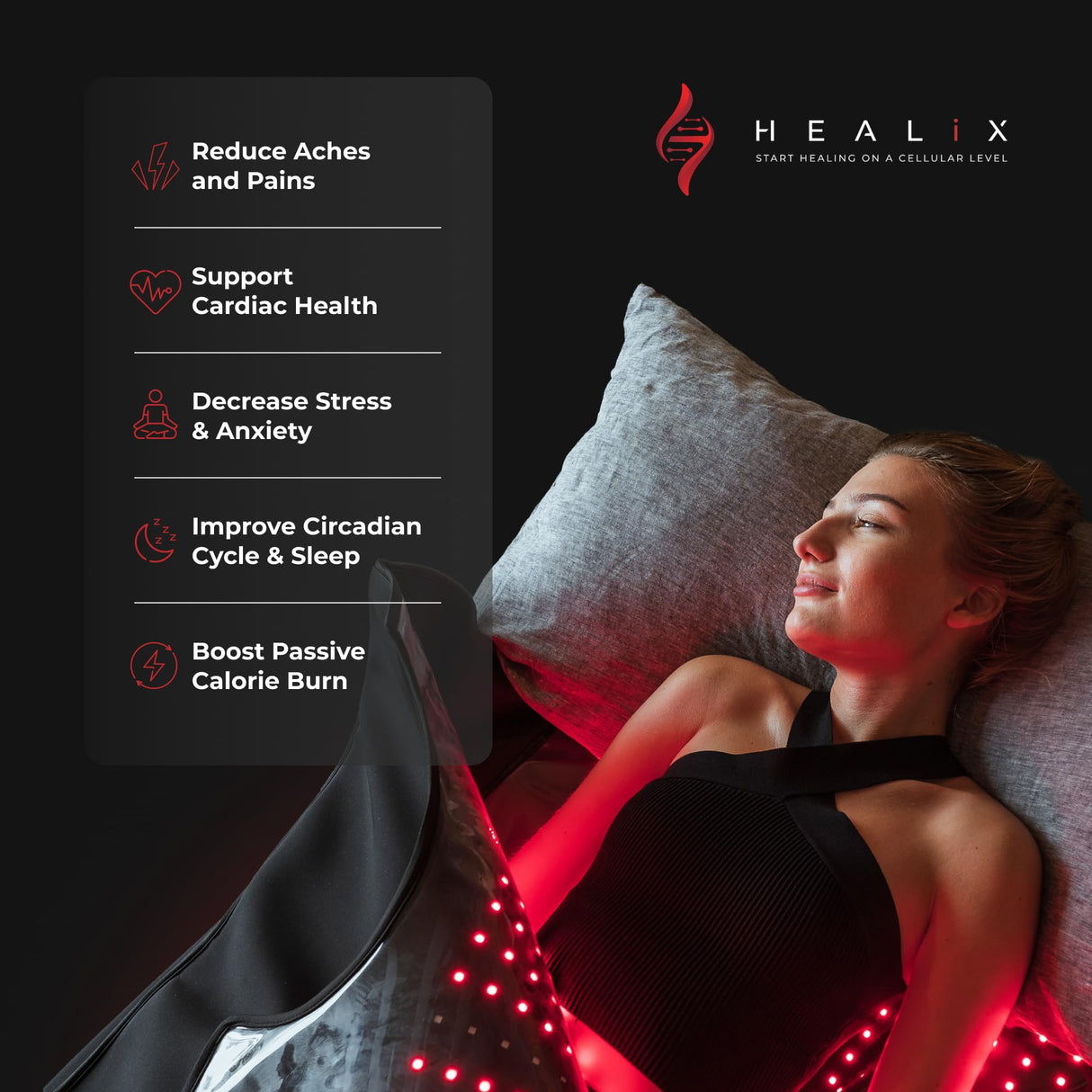 Healix Infrared Sauna Blanket – VOC-Free Portable Home Sauna for Detox & Relaxation, Zero EMF Far Infrared Sauna Blanket with Adjustable Temp (77–176°F), Carbon Fiber Heating & Hook-and-Loop Closure Healix