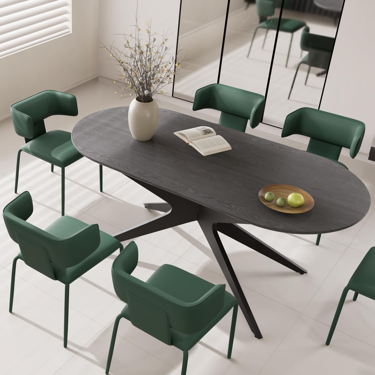 Kidol & Shellder Rectangular Dining Table for 4-6 People 69.4" Farmhouse Kitchen Table with Metal Cross Legs & Oval Corners Modern Industrial Style for Kitchen Dining Room Living Room Black Kidol & Shellder