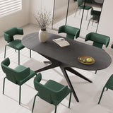 Kidol & Shellder Rectangular Dining Table for 4-6 People 69.4" Farmhouse Kitchen Table with Metal Cross Legs & Oval Corners Modern Industrial Style for Kitchen Dining Room Living Room Black Kidol & Shellder