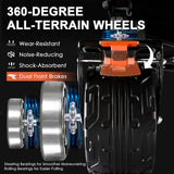 Navatiee Collapsible Folding Wagon, Beach Wagon Cart Heavy Duty Foldable with Big Wheels, Utility Grocery Wagon with Side Pocket and Brakes for Camping Garden Sports, T1 Navatiee