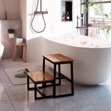 iTsst Step Stool for Adults & Kids,Holds up to 500Lb,3 in1 Heavy Duty Sturdy Wooden 2 Stepstool for Kichen/Bathroom/High beds, Metal Frame, Non-Slip Pads iTsst