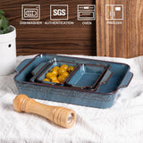 Sweejar Casserole Dishes for Oven, Ceramic Bakeware Set of 4, Rectangular Baking Dish with Handles, Lasagna Pans for Cooking, Gratin, Roasting, Banquet and Daily Use (Kiln-Change Blue) Sweejar