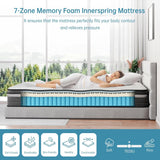 TeQsli Queen Mattress, 12 Inch Queen Mattress Hybrid, Gel Memory Foam with Queen Size Mattress in a Box & Individually Pocketed Springs for Pressure Relief TeQsli