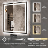 SNUGACE 24"x 40" LED Bathroom Mirror with Black Frame, Stepless Dimmable, Anti-Fog, Shatter-Proof, Memory, 3 Colors, LED Vanity Mirror SNUGACE