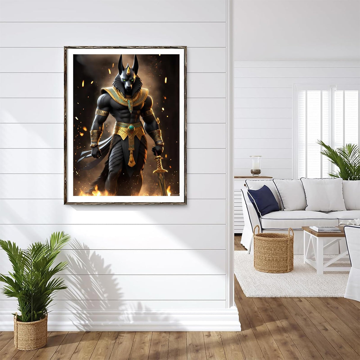 Egyptian Anubis DIY 5D Diamond Painting Kits for Adults, Egyptian Mythology Diamond Art Kits Diamond Painting Full Drill Beginners Gifts Home Wall Decor 12x16 Inch JXAVAXDE