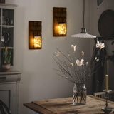 Iowuee Wall Candle Sconces Set of 2, Wall Candle Holder Rustic Home Decor, Farmhouse Wall Mounted Wooden Candle Holders with Lights, Wall Decorations for Bedroom, Living Room, Kitchen, Bathroom Iowuee