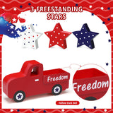Marsui 5 Pieces Patriotic Table Decorations 4th of July Wood Blocks Let Freedom Ring Centerpieces American Wood Book Stacks for Independence Day Memorial Day Home Indoor Table Topper Tiered Tray Decor Marsui